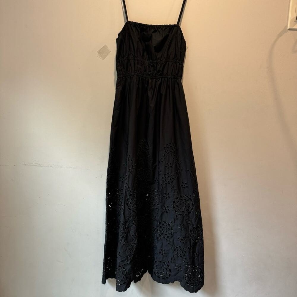 NWT Madewell Embroidered Tank Midi Dress in Poplin NS131 Black Sz 2 - Picture 2 of 9